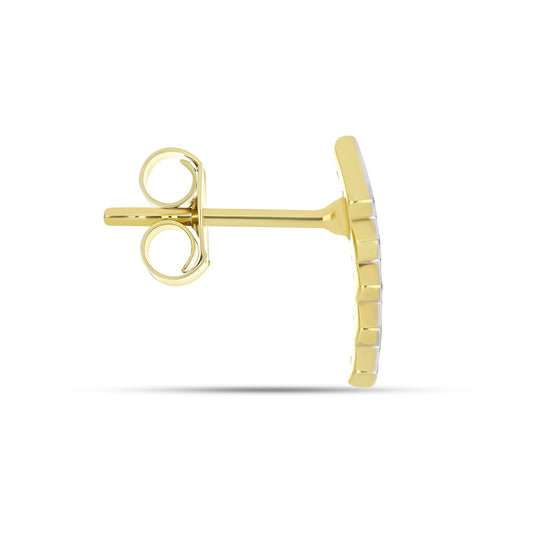 Brincos de Prata com Banho de Ouro com Diamante Branco