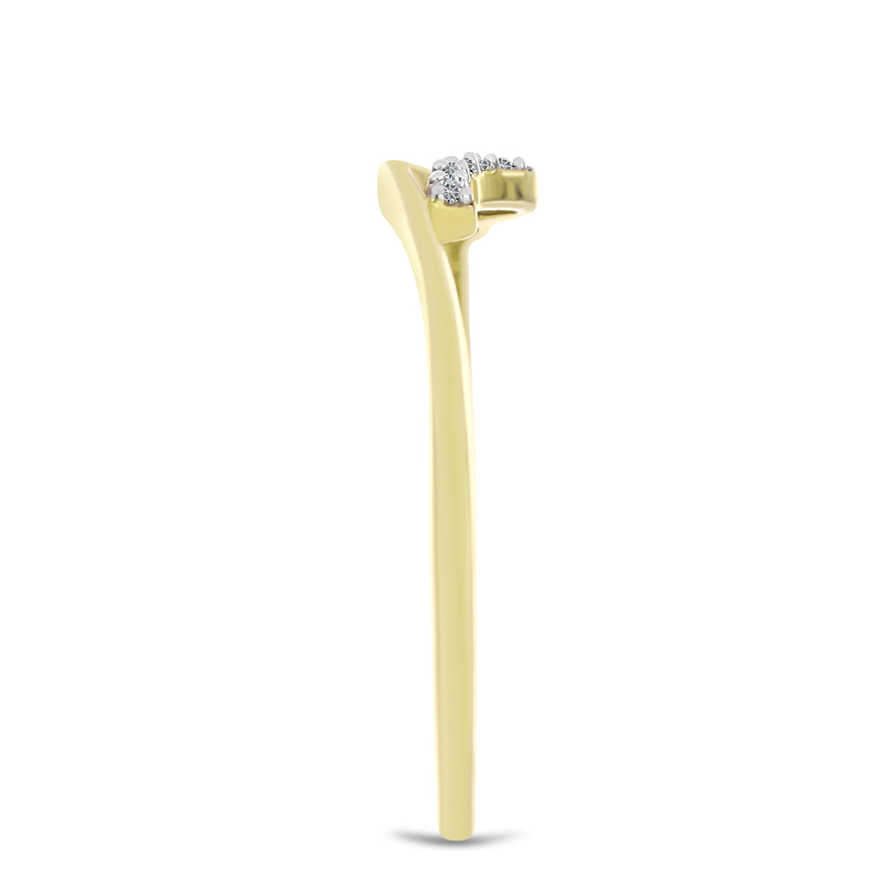Anel de Prata com Banho de Ouro com Diamante Branco