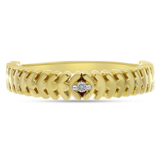 Anel de Prata com Banho de Ouro com Diamante Branco Contraste: Cabeca de Veado (800)