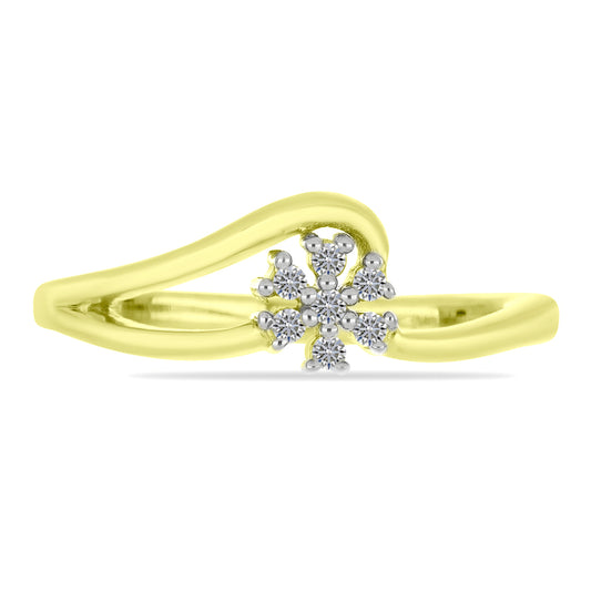 Anel de Prata com Banho de Ouro com Diamante Branco
