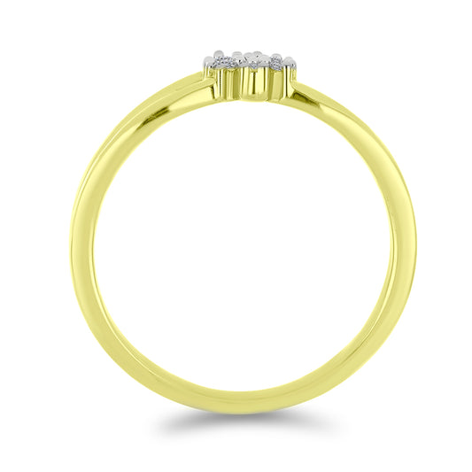 Anel de Prata com Banho de Ouro com Diamante Branco