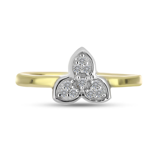Anel de Prata com Banho de Ouro com Diamante Branco