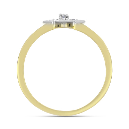 Anel de Prata com Banho de Ouro com Diamante Branco