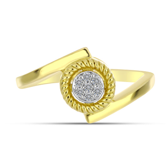 Anel de Prata com Banho de Ouro com Diamante Branco