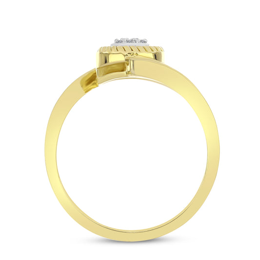Anel de Prata com Banho de Ouro com Diamante Branco