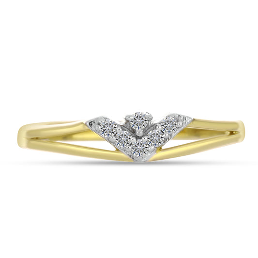 Anel de Prata com Banho de Ouro com Diamante Branco