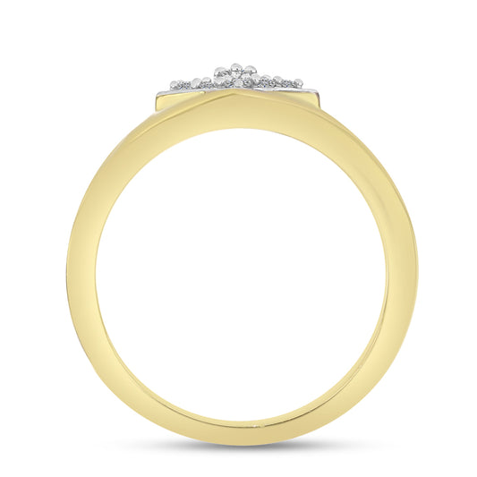 Anel de Prata com Banho de Ouro com Diamante Branco