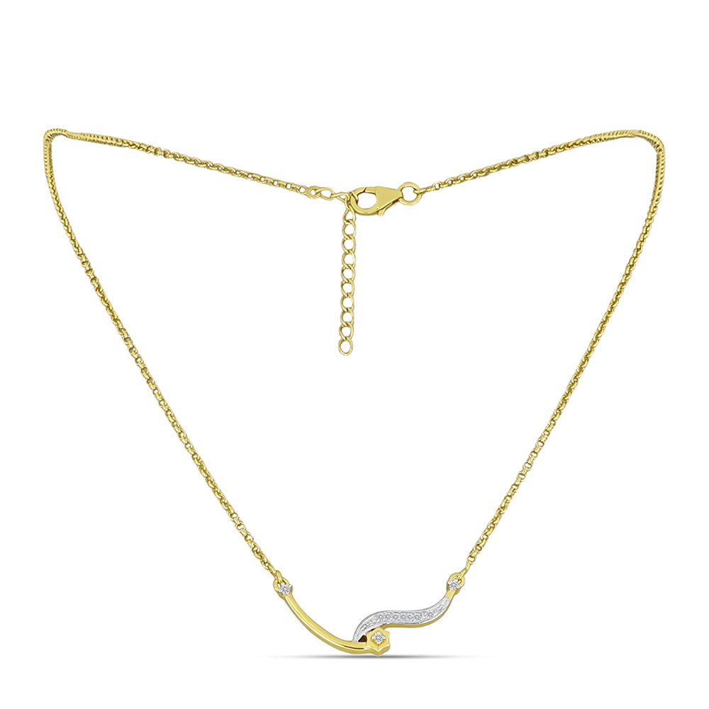 Colar de Prata com Banho de Ouro com Diamante Branco Contraste: Cabeca de Veado (800)