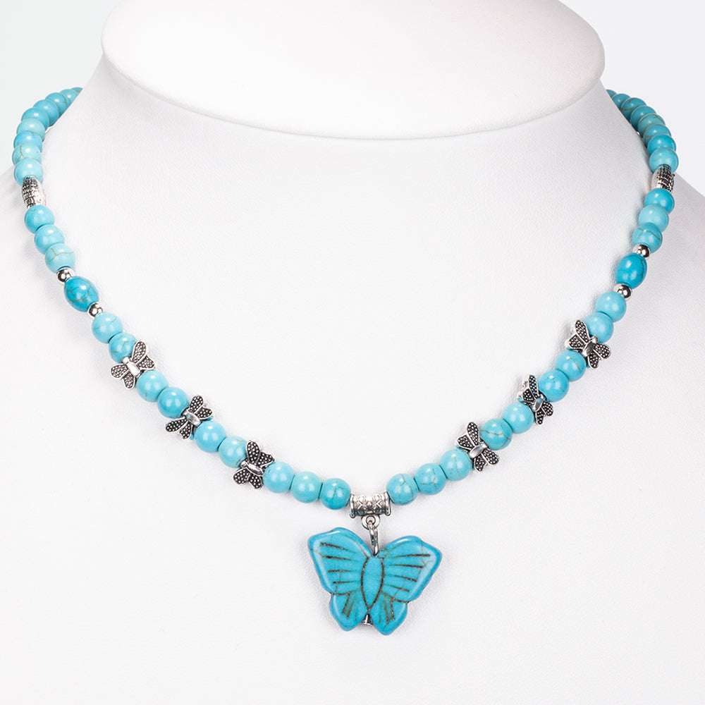 Conjunto de Liga de Ouro com Turquesa ( Colar+Pulseira )