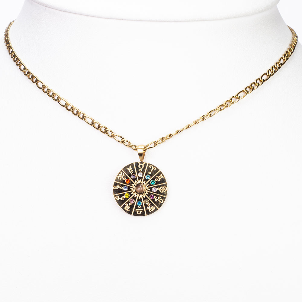 Colar de Liga de Ouro com Olho de Tigre ( Colar+Pendente )