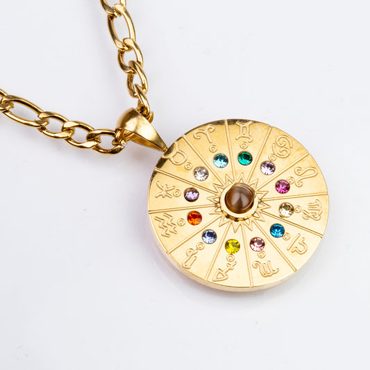 Colar de Liga de Ouro com Olho de Tigre ( Colar+Pendente )