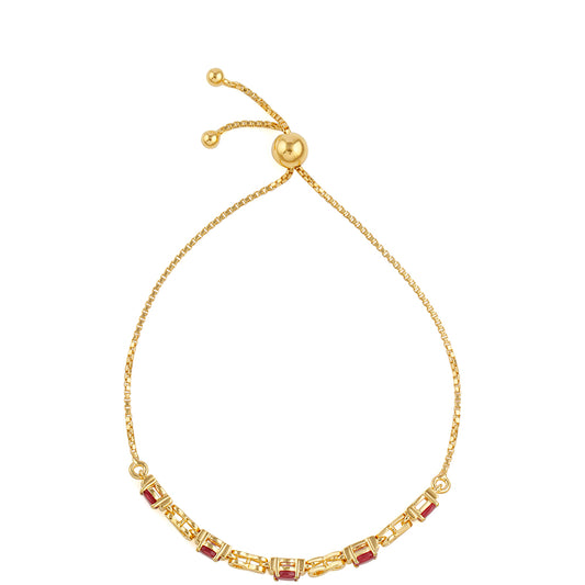 Pulseira de Prata com Banho de Ouro com Rubi da Tailândia Contraste: Cabeca de Veado (800)