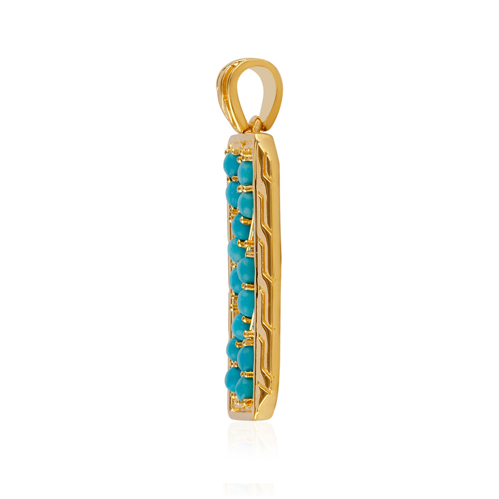 Pendente de Prata com Banho de Ouro com Turquesa Bela Adormecida Contraste: Cabeca de Veado (800)