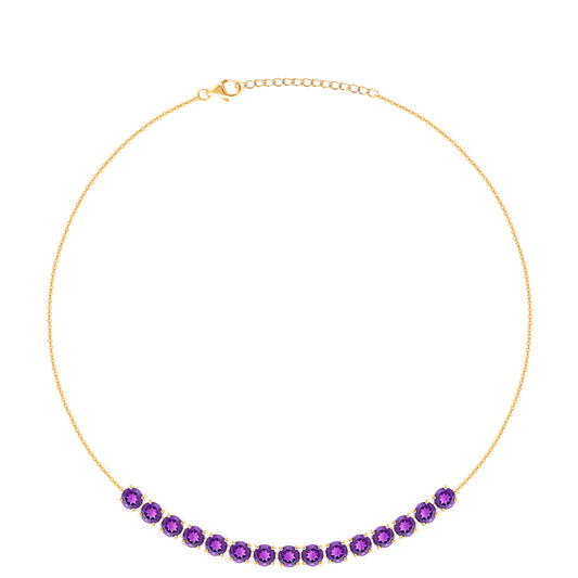 Colar de Prata com Banho de Ouro com Ametista de Marrocos Contraste: Cabeca de Veado (800)