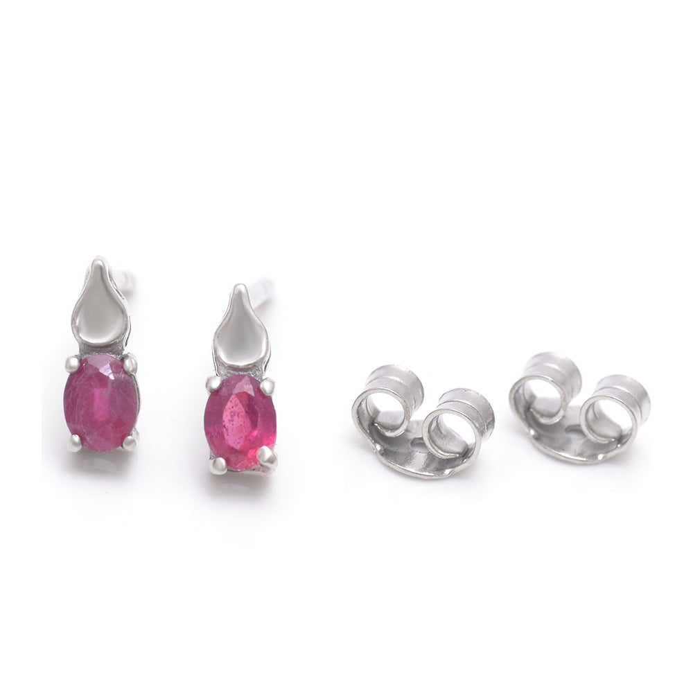 Brincos de Prata com Rubi de Madagáscar