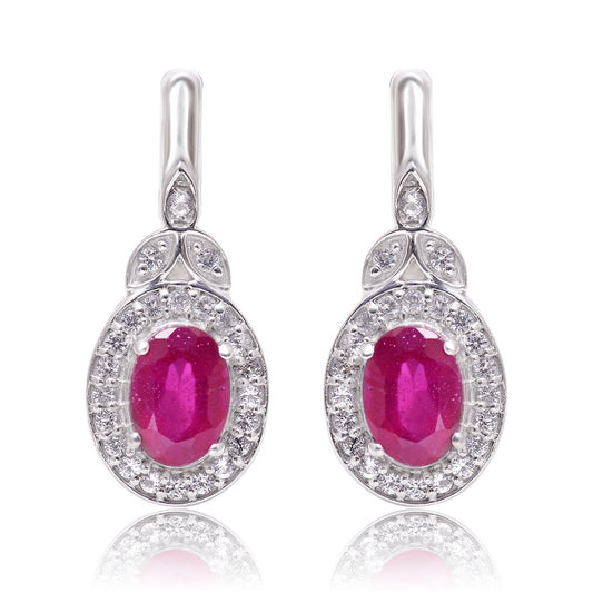 Brincos de Prata com Rubi de Madagáscar e Topázio Branco