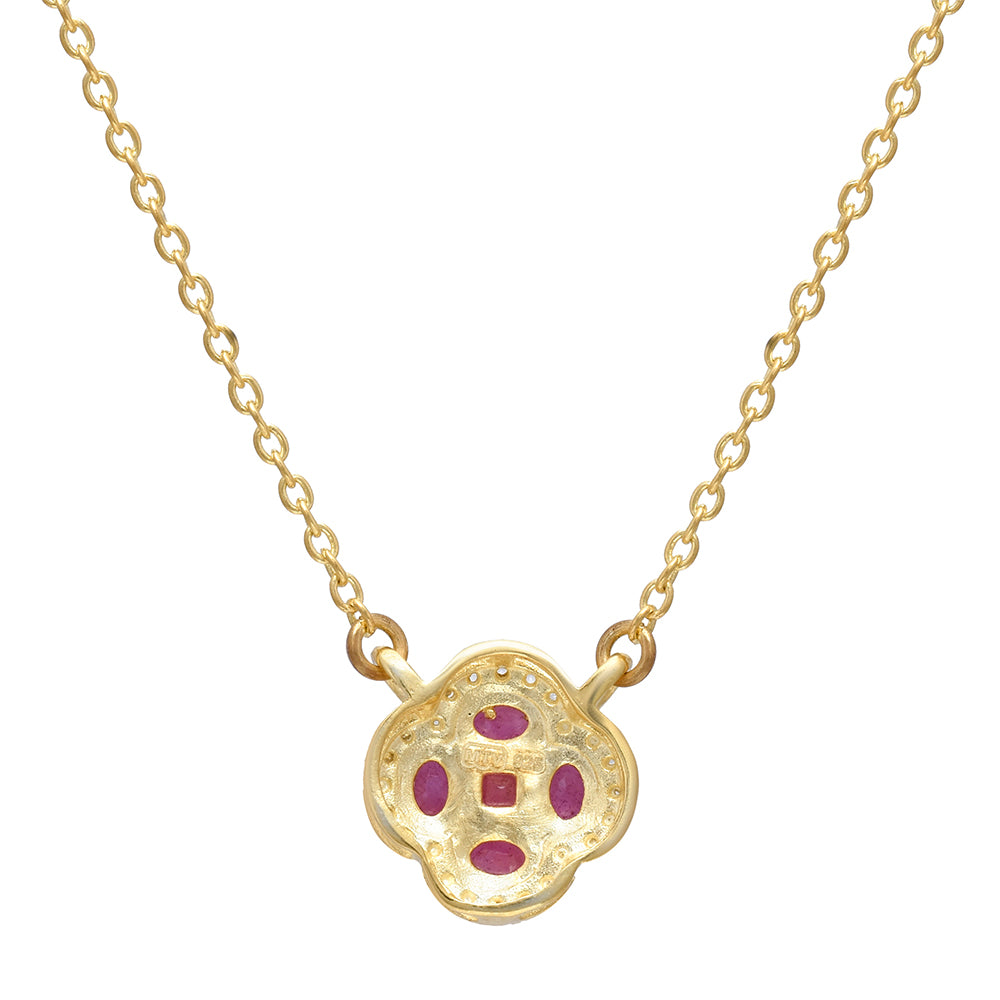 Colar de Prata com Banho de Ouro com Rubi de Madagáscar Contraste: Cabeca de Veado (800)