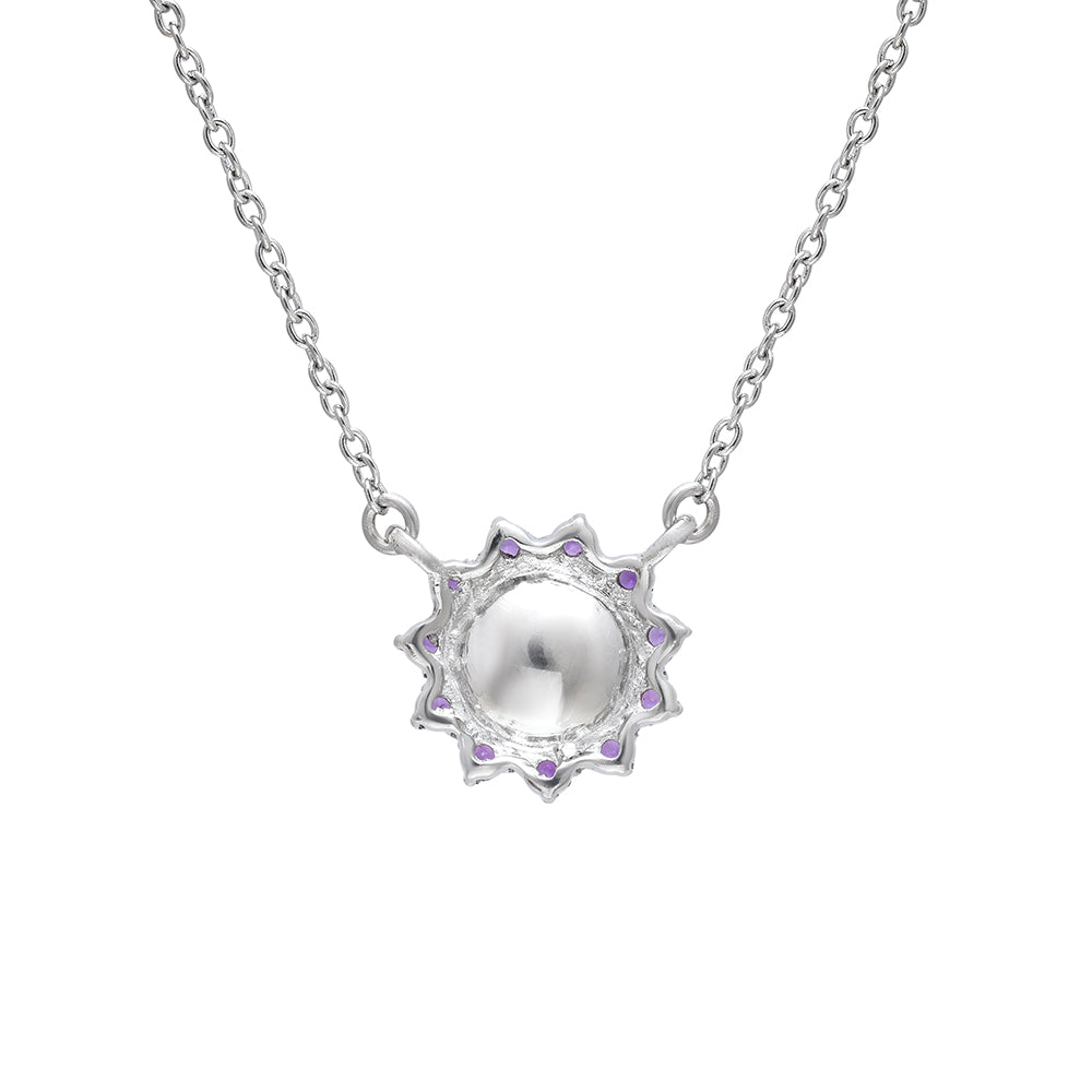 Colar de Prata com Ametista de Marrocos e Pérola de Água Doce Branca Contraste: Cabeca de Veado (800)