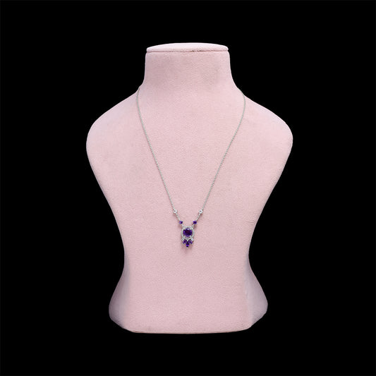 Colar de Prata com Ametista de Marrocos e Topázio Branco Contraste: Cabeca de Veado (800)