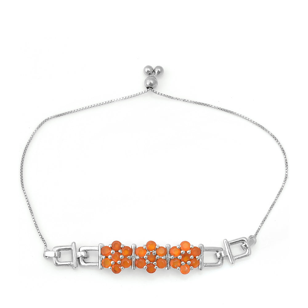 Pulseira de Prata com Ágata Vermelha Contraste: Cabeca de Veado (800)