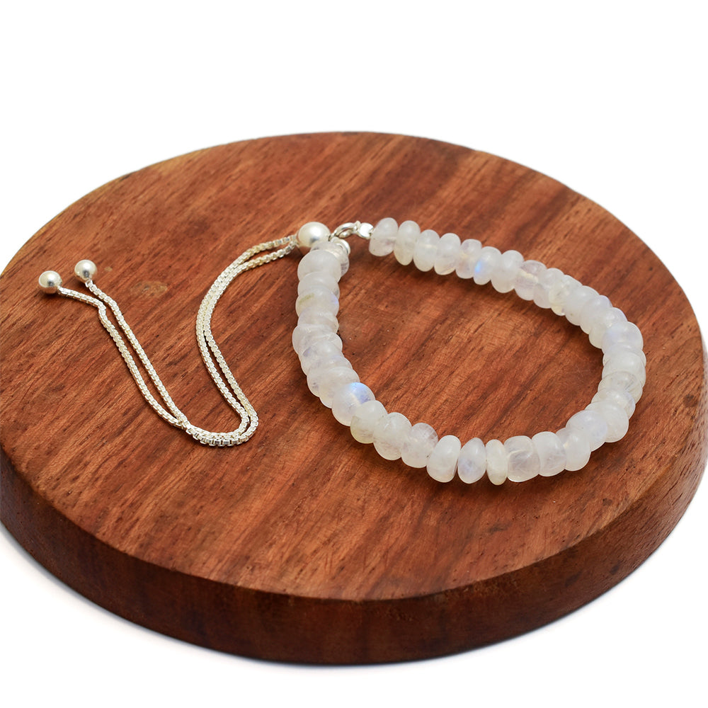 Pulseira de Prata com Pedra da Lua Arco-íris