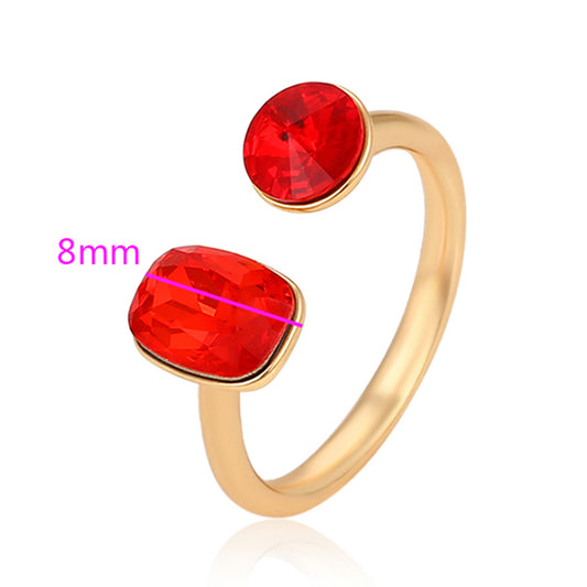 Anel de Liga de Ouro com Cristal Emporia® Vermelho