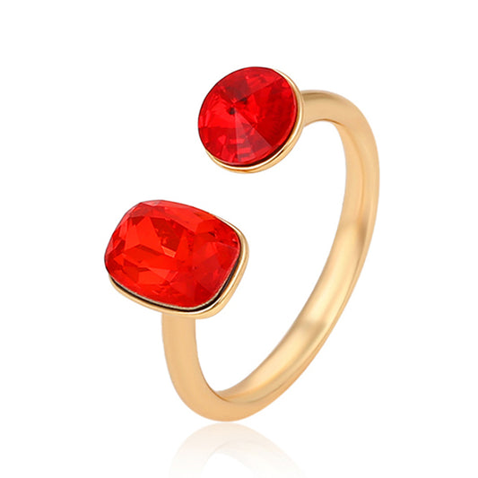 Anel de Liga de Ouro com Cristal Emporia® Vermelho
