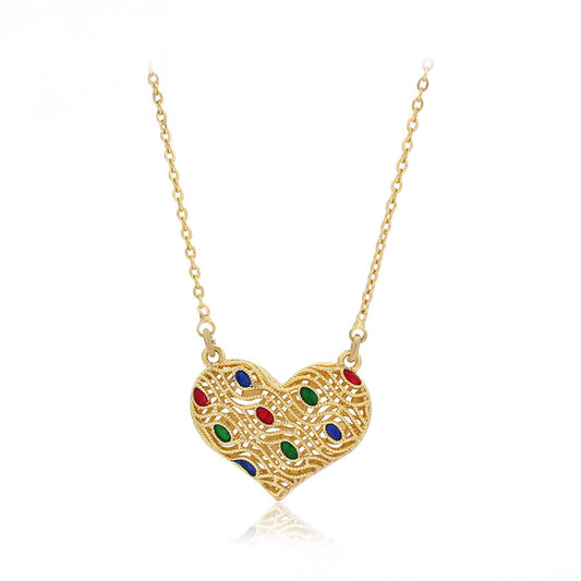 Colar de Liga de Ouro com Cristal Emporia® Vermelho e Cristal Emporia® Verde