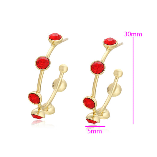 Brincos de Liga de Ouro com Cristal Emporia® Vermelho