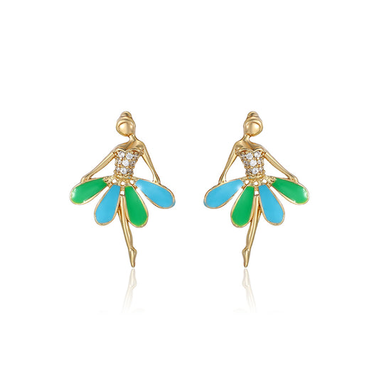 Brincos de Liga de Ouro com Esmalte e Cristal Emporia® Branco