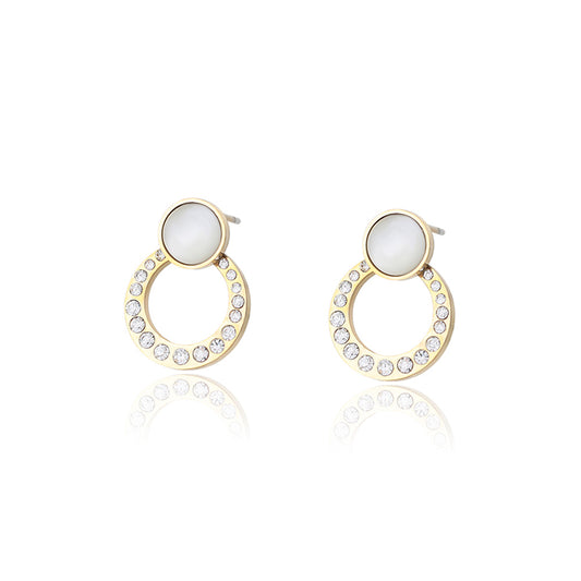 Brincos de Liga de Ouro com Cristal Emporia® Branco