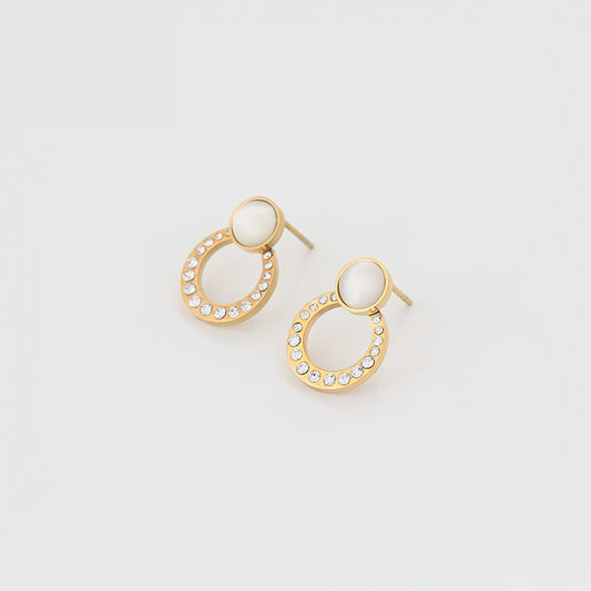 Brincos de Liga de Ouro com Cristal Emporia® Branco