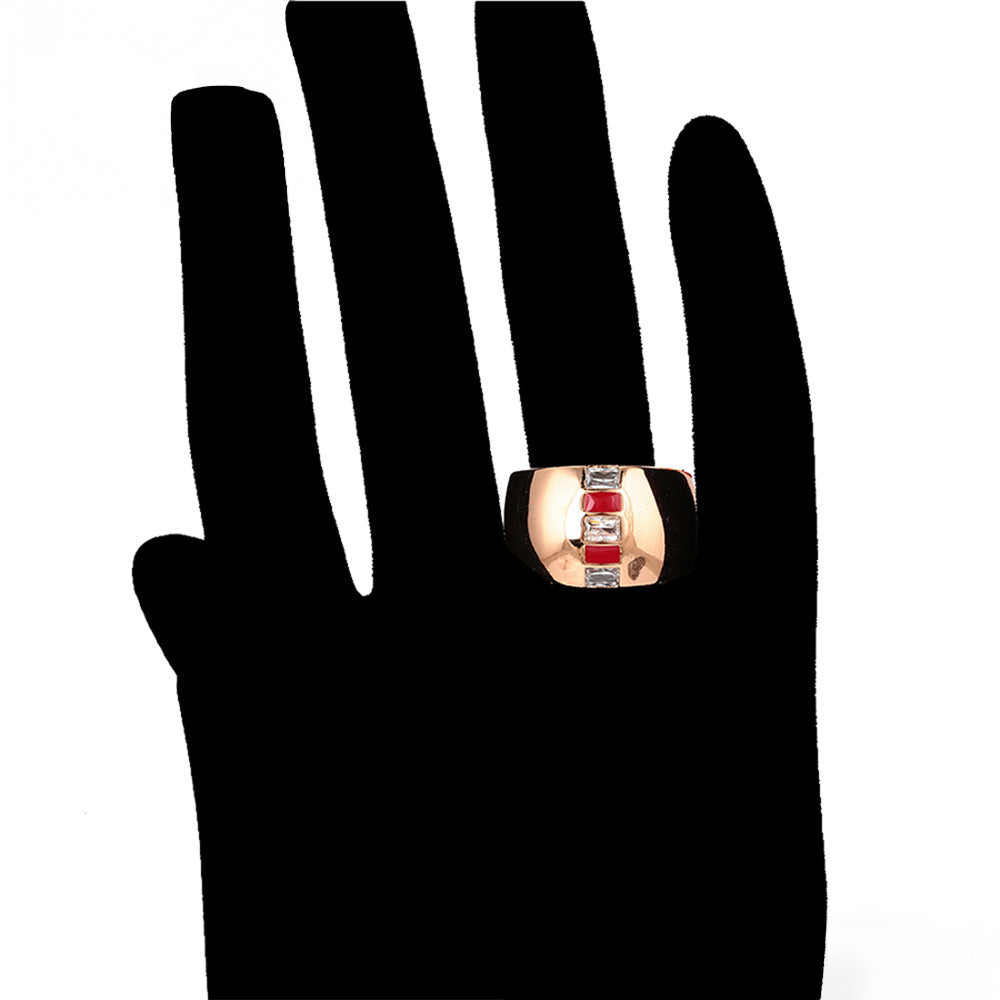 Conjunto de Liga de Ouro com Cristal Emporia® Vermelho e Cristal Emporia® Branco ( Brincos+Anel )