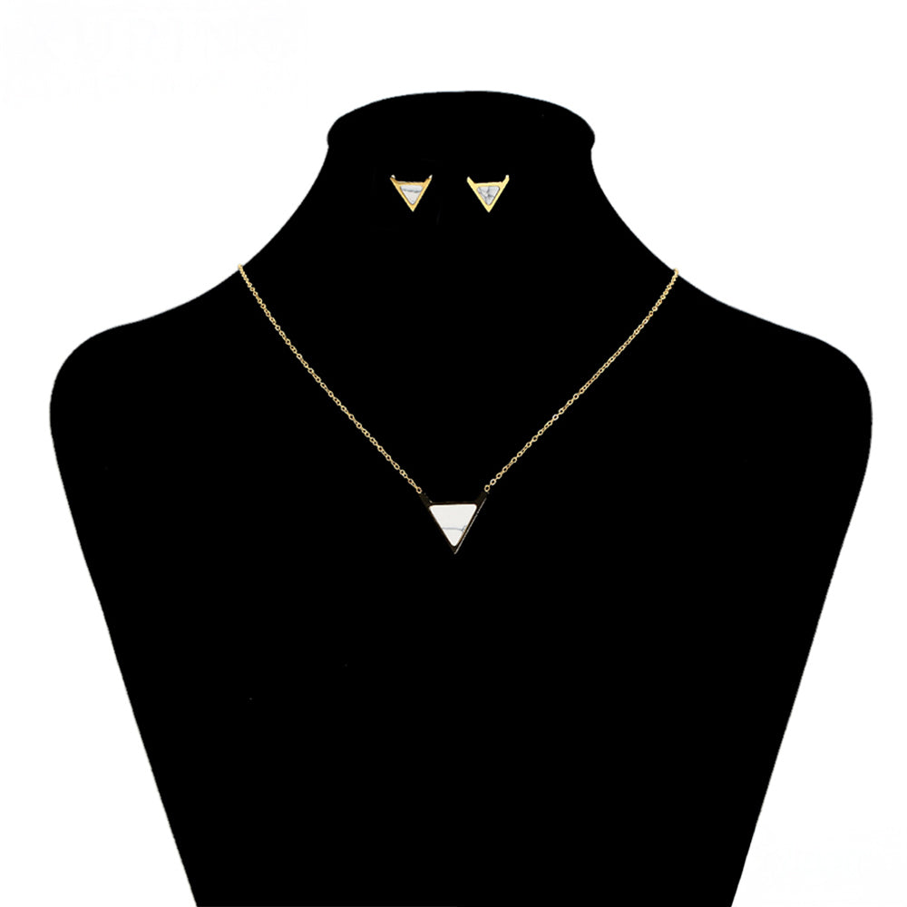 Conjunto de Liga de Ouro com Cristal Emporia® Branco ( Colar+Brincos )