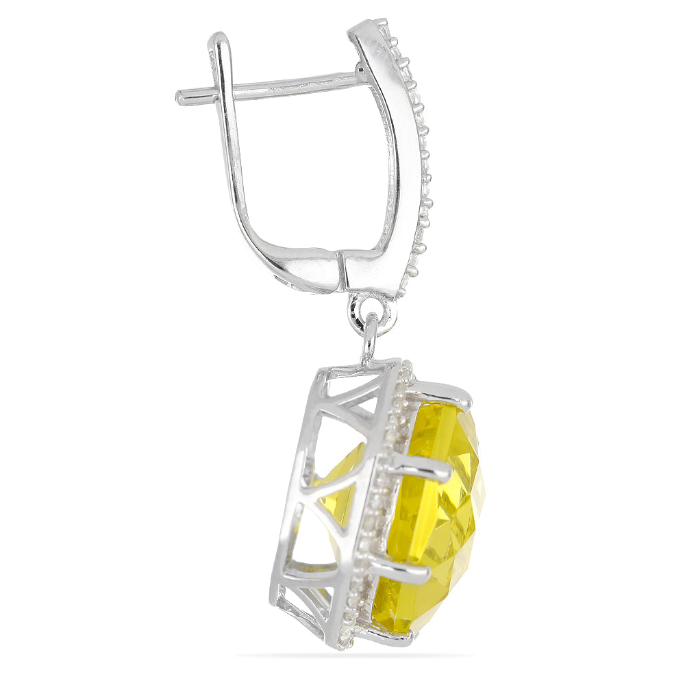 Brincos de Prata com Diásporo Artificial e Topázio Branco Contraste: Cabeca de Veado (800)