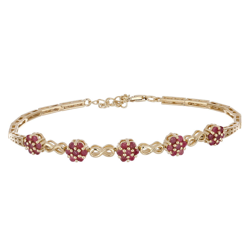 Pulseira de Prata com Banho de Ouro com Rubi de Madagáscar Contraste: Cabeca de Veado (800)