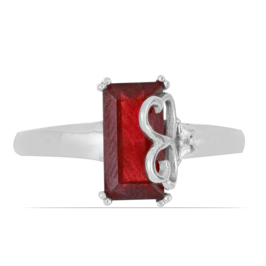 Anel de Prata com Rubi de Madagáscar Contraste: Cabeca de Veado (800)