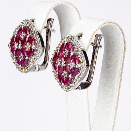 Brincos de Prata com Rubi de Madagáscar e Topázio Branco