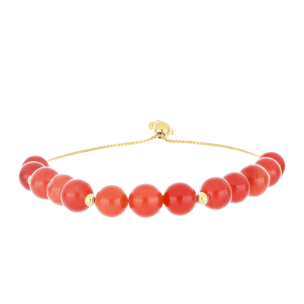 Pulseira de Prata com Banho de Ouro com Ágata Vermelha