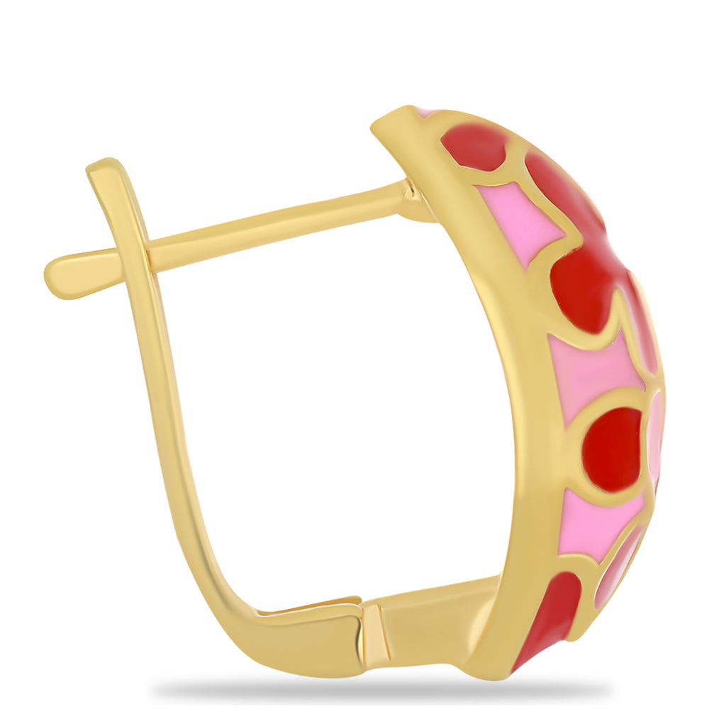 Brincos de Prata com Banho de Ouro com Esmalte Contraste: Cabeca de Veado (800)