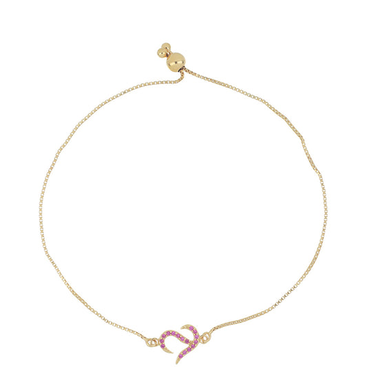 Pulseira de Prata com Banho de Ouro com Rubi Nano