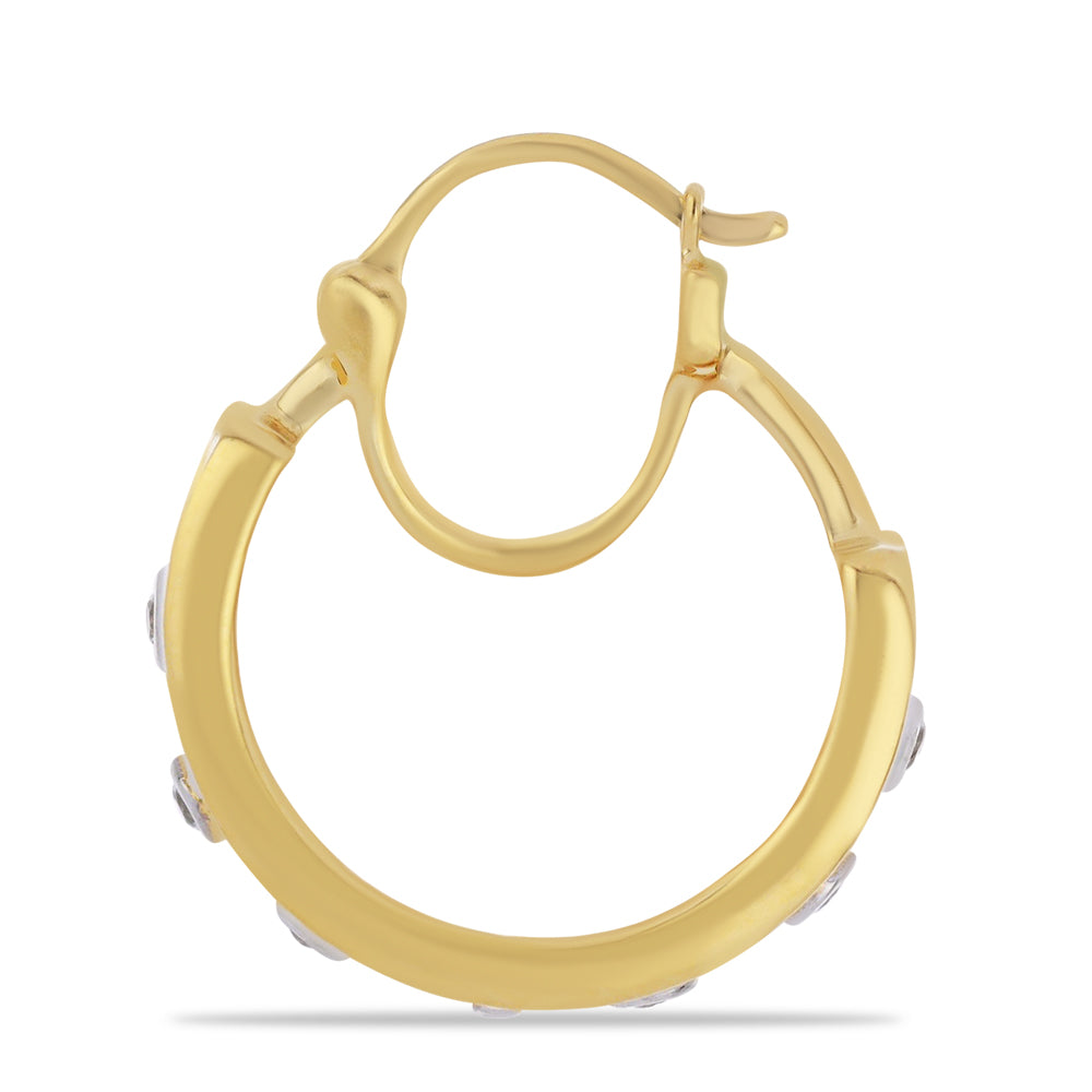 Brincos de Prata com Banho de Ouro com Esmalte e Topázio Branco Contraste: Cabeca de Veado (800)