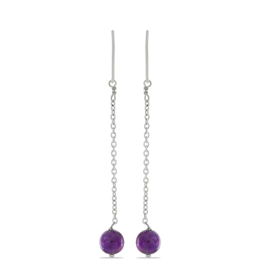 Brincos de Prata com Ametista de Marrocos