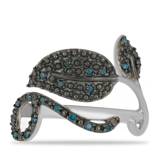 Anel de Prata com Diamante Azul Contraste: Cabeca de Veado (800)