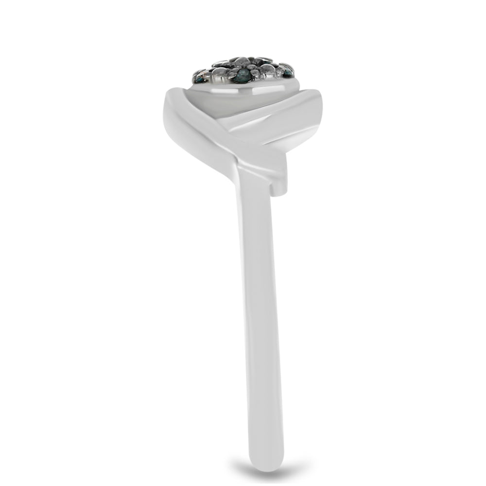 Anel de Prata com Diamante Azul