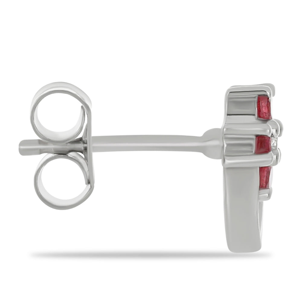 Brincos de Prata com Rubi de Madagáscar e Topázio Branco