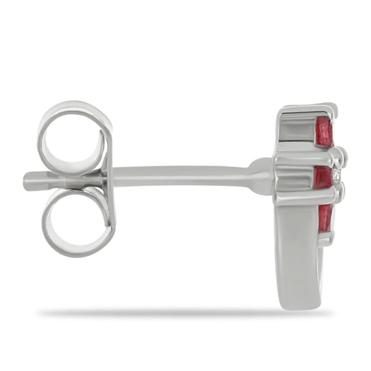 Brincos de Prata com Rubi de Madagáscar e Topázio Branco