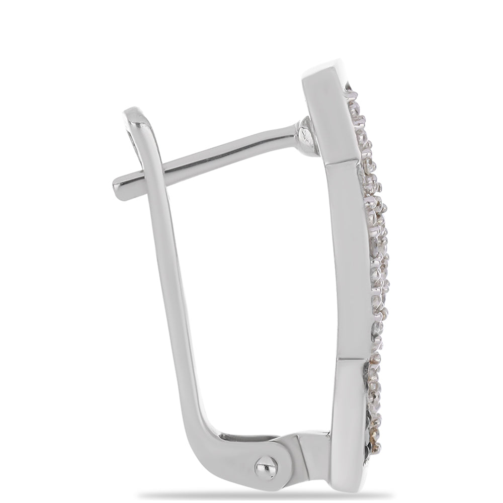 Brincos de Prata com Diamante Verde e Diamante Branco