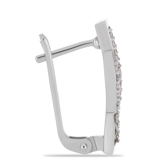 Brincos de Prata com Diamante Verde e Diamante Branco