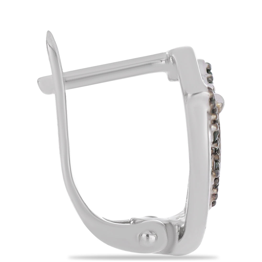 Brincos de Prata com Diamante Verde